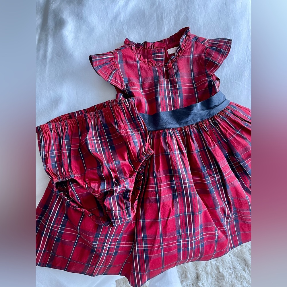 Janie & Jack Silk Plaid Dress 6-12 month